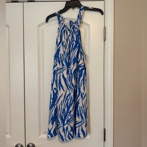Blue and White Halter Dress
